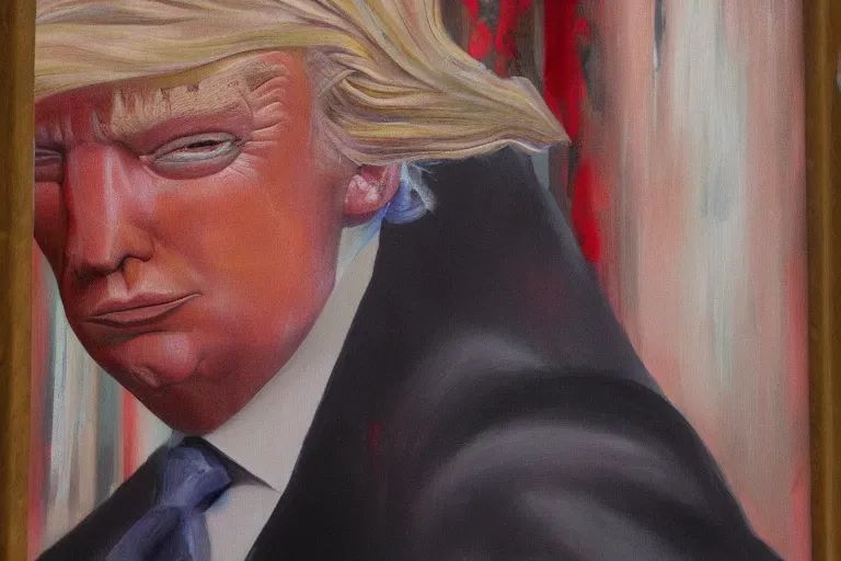 Image similar to Donald trump as the doll from Saw, oil on canvas, artstation, portrait, masterpiece, aesthetic