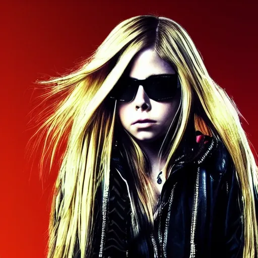 Image similar to avril lavigne a female singer, cyberpunk style, ninety vibes