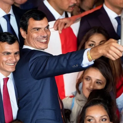 Prompt: spanish president pedro sanchez taking a selfie in venezuela