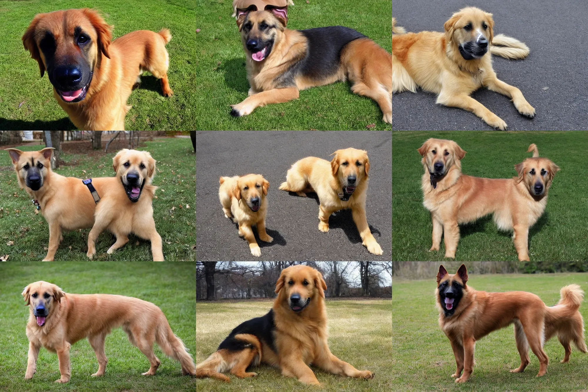 Prompt: a golden retriever and belgian malinois mix dog.
