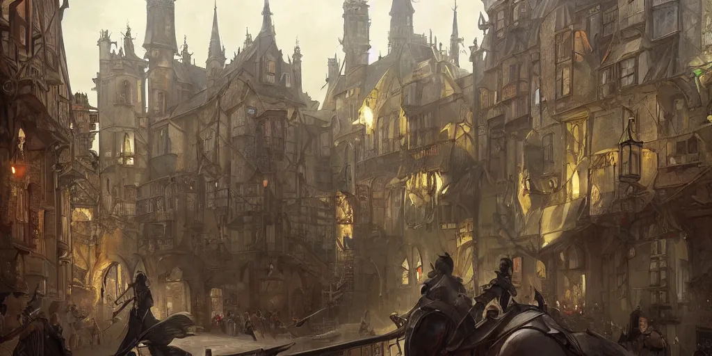 Image similar to empty medieval mixed with victorian port town well in the centre of town pokemon sword and sheild, bright future, social realism, highly detailed, digital painting, artstation, concept art, matte, sharp focus, illustration, art by artgerm and greg rutkowski and alphonse mucha