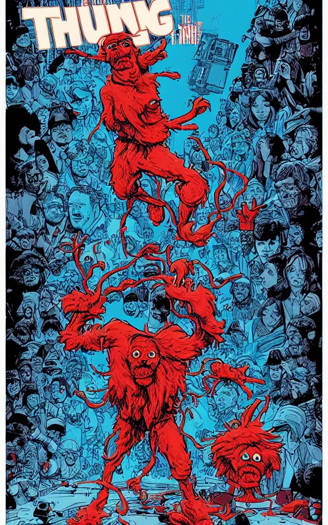 Prompt: the thing 1 9 8 2 movie poster, in the style of james jean and laurie greasley, dynamic composition, dramatic lighting, hyper - realistic, ultra detailed