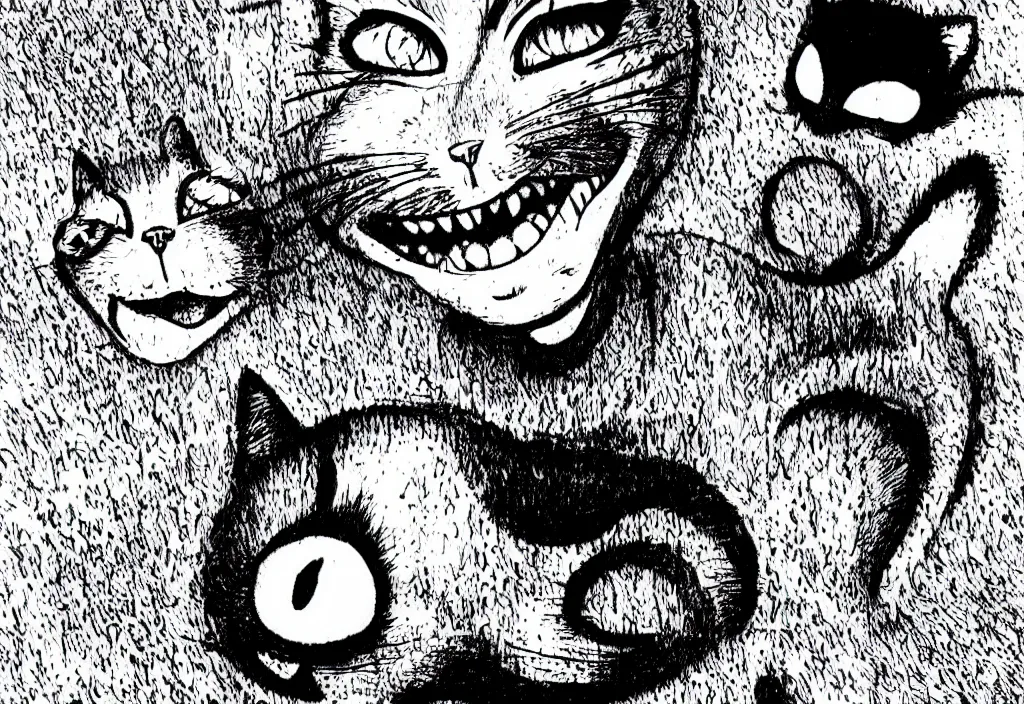 Image similar to smiling cat by junji ito