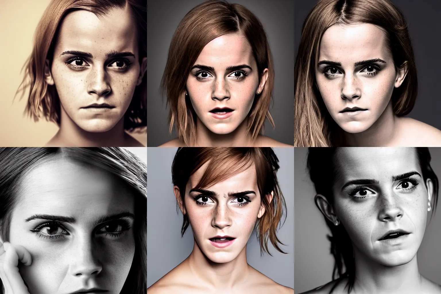 Prompt: Emma Watson, very angry, MAD, pissed off, headshot, close-up, studio lighting, 200mm, canon, f/22