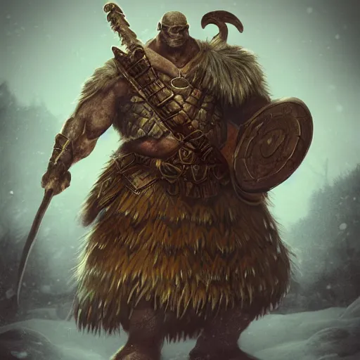 Prompt: anthropomorphic turtle barbarian humanoid by azamat khairov, carapace, blizzard, winter, night, furs, fantasy