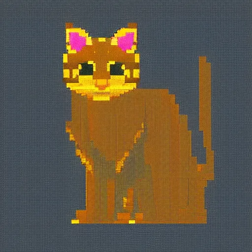 Image similar to a beautiful pixel art image of a tabby cat, high-quality, volumetric light