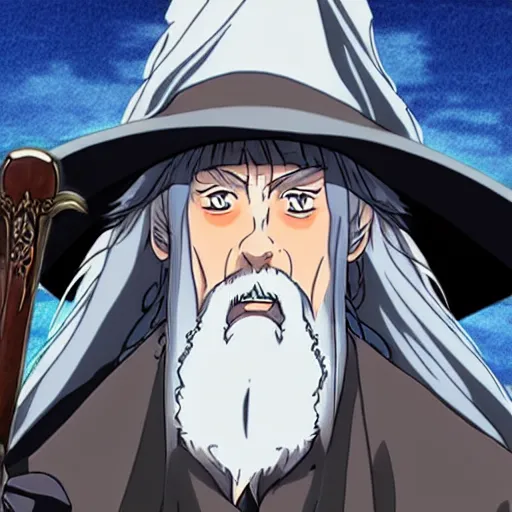 Prompt: gandalf as an anime character