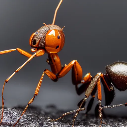 Image similar to an ant with robot parts attached to it's body. macro photograph.