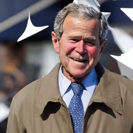 Image similar to george bush wearing tinfoil cone hat