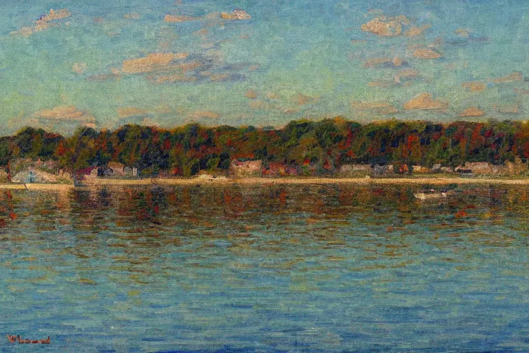 Prompt: painting of / lake mendota / by william woodward, painterly, impressionistic