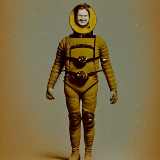 Image similar to detailed photo of a diver wearing an early diving suit on the moon holding an electric guitar. old diving suit. old diving suit photos. detailed. colorized. posing like London Calling