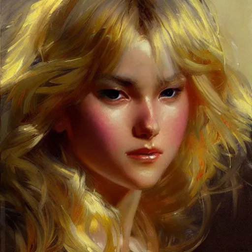 Image similar to detailed portrait of beautiful blonde anime girl, painting by gaston bussiere, craig mullins, j. c. leyendecker