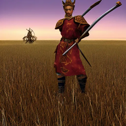 Prompt: a paladin posing in a field, 3 dcg, ps 1, morrowind, mmorpg, portrait, fashion photography, by mario testino, davide sorrenti, jemal shabazz