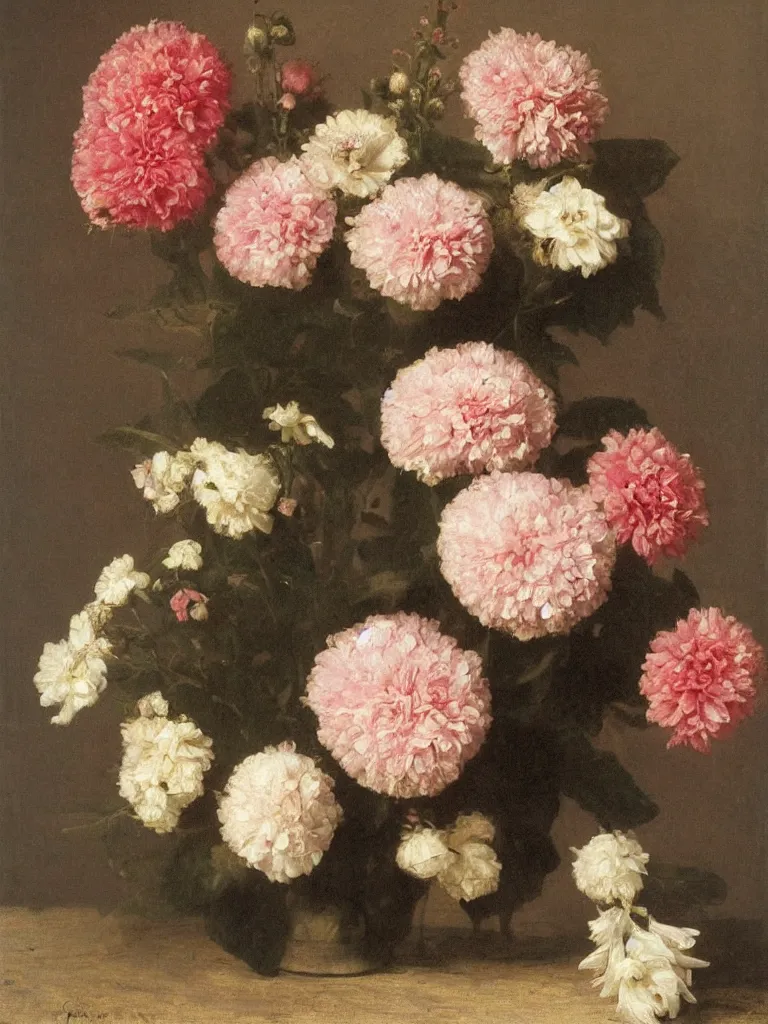 Image similar to gorgeousflowers by Fantin Latour, oil on canvas