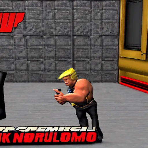 Image similar to duke nukem 3 d screenshot : donald trump