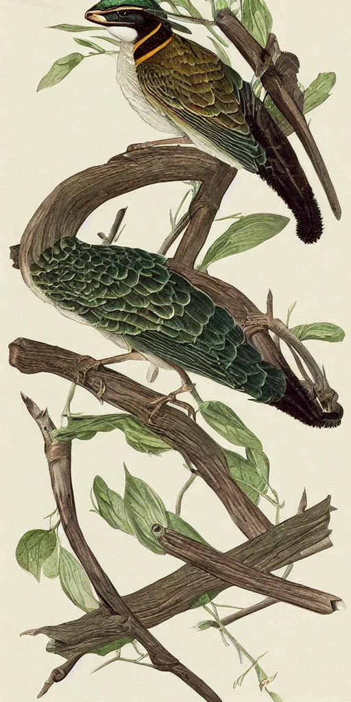 Image similar to field guide illustration painting of a dragon sparrow by john audubon and David Allen Sibley, detailed art