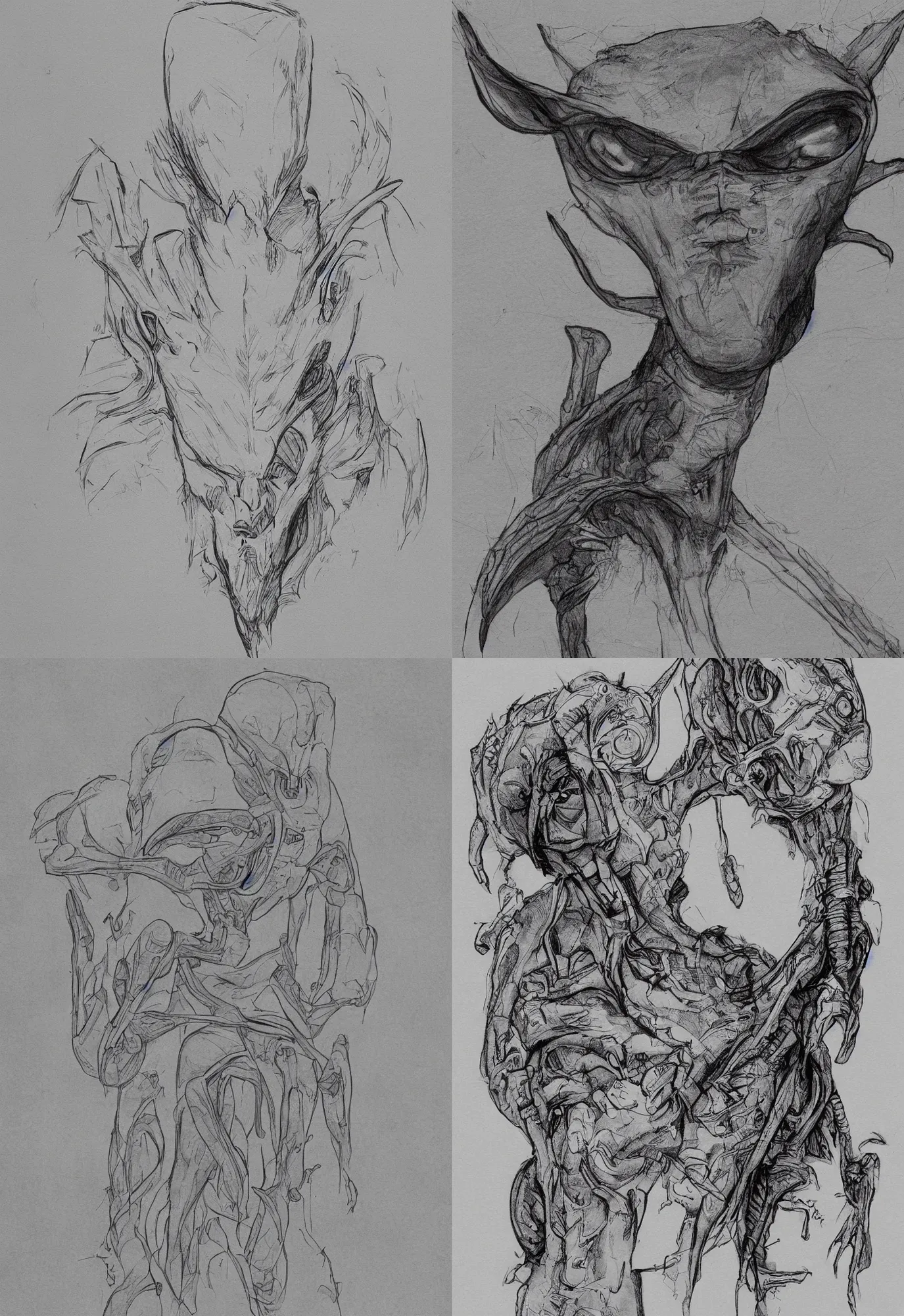 Prompt: basic alien, sketch, illustration