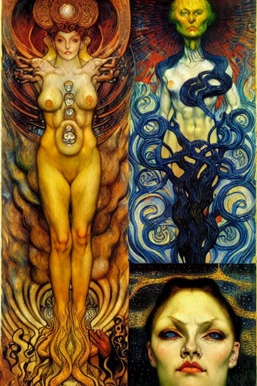 Image similar to Divine Chaos Engine by Karol Bak, Jean Delville, William Blake, Gustav Klimt, and Vincent Van Gogh, symbolist, visionary