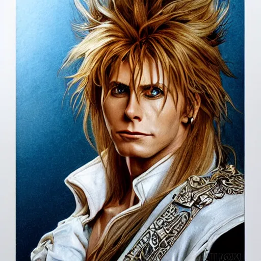 Prompt: amazing lifelike award winning pencil illustration of Jareth from Labyrinth trending on art station artgerm Greg rutkowski alphonse mucha cinematic