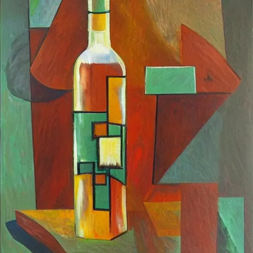 Prompt: whiskey bottle in the style of cubism