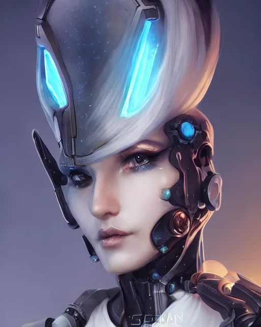 Image similar to holy cyborg necromancer girl, elegant, perfect face, scifi, futuristic, utopia, garden, illustration, atmosphere, warframe, blue eyes, white hair, blade runner, artstation, nier automata, highly detailed, art by yuhong ding and chengwei pan and serafleur and ina wong