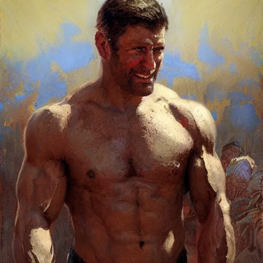 Prompt: Muscular Joe Biden, painting by Gaston Bussiere, Craig Mullins