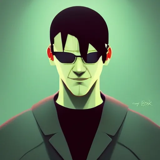 Image similar to face icon stylized minimalist the matrix, loftis, cory behance hd by jesper ejsing, by rhads, makoto shinkai and lois van baarle, ilya kuvshinov, rossdraws global illumination