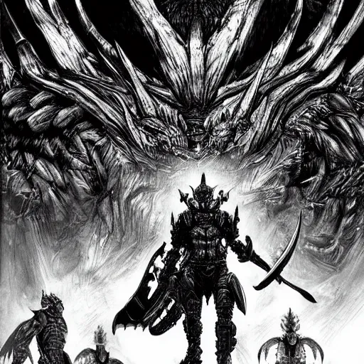 Image similar to sci - fi monster hunter, hyperdetailed, bw art by shinya tsukamoto