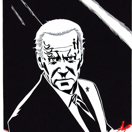 Image similar to Joe Biden looking sinister, by Tsutomu Nihei, highly detailed