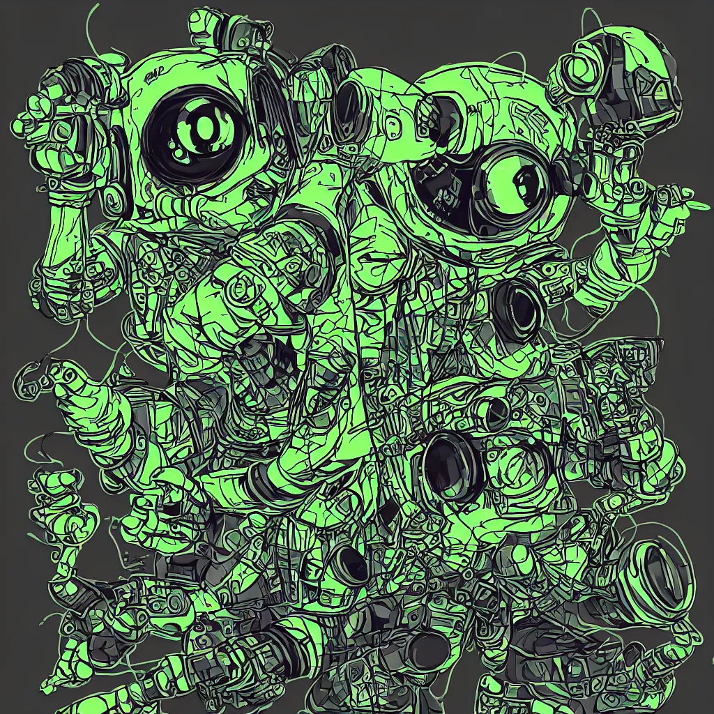 Image similar to a toad wearing headphones, ryuta ueda artwork, breakcore, style of jet set radio, y 2 k, gloom, space, cel - shaded art style, sacred geometry, data, minimal, code, cybernetic, dark, eerie, cyber