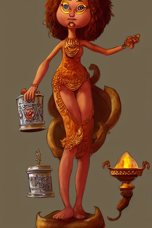 Image similar to fullbody!! personification of garfield the cat garfield goddess holding a blood chalice, stunning, professional character concept art by tatyana kupriyanova