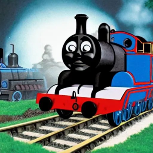 Prompt: thomas the tank engine wants revenge on darth vader studio ghibli - n 4