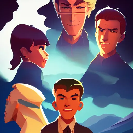 Image similar to face icon stylized minimalist the new adventures of johnny quest, loftis, cory behance hd by jesper ejsing, by rhads, makoto shinkai and lois van baarle, ilya kuvshinov, rossdraws global illumination