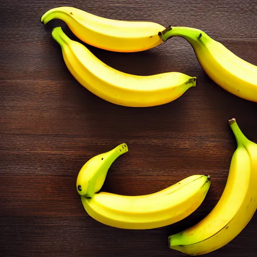 Image similar to professional photograph of banana ducks, peeled bananas with googly eyes and duck beaks