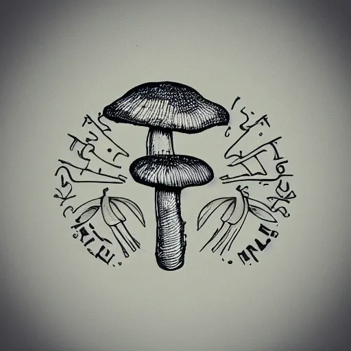 Prompt: mushroom dispensary logo, spores, mycelium