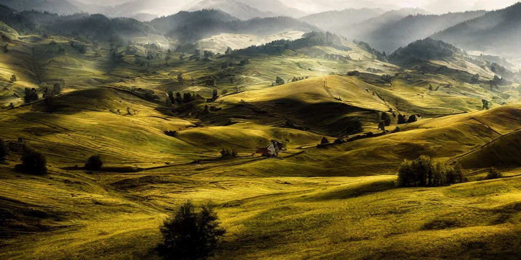 Image similar to rural romanian hills by andreas franke