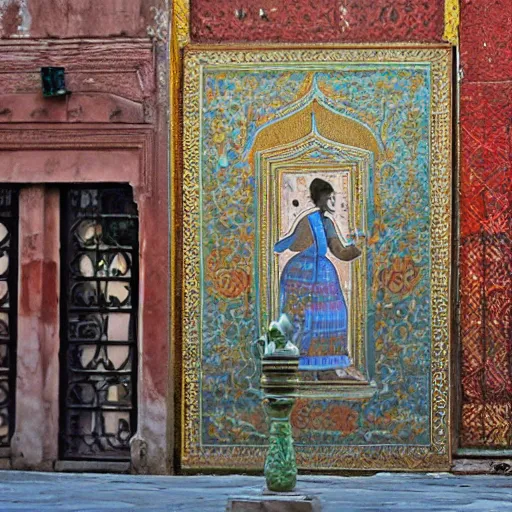 Prompt: mughal street art in venice, italy