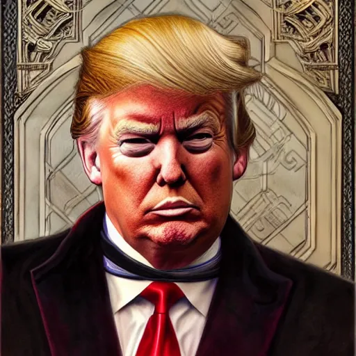 Prompt: Donald Trump as a fantasy D&D bard, portrait art by Donato Giancola and James Gurney, digital art, trending on artstation