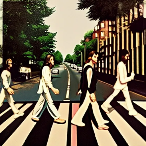 Image similar to abbey road by caravaggio,