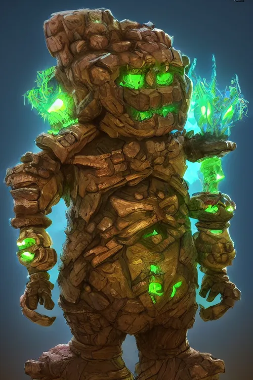 Image similar to zelda fantasy art giant golem troll wood rock greeble gemstone, global illumination ray tracing hdr fanart arstation by sung choi and eric pfeiffer and gabriel garza and casper konefal