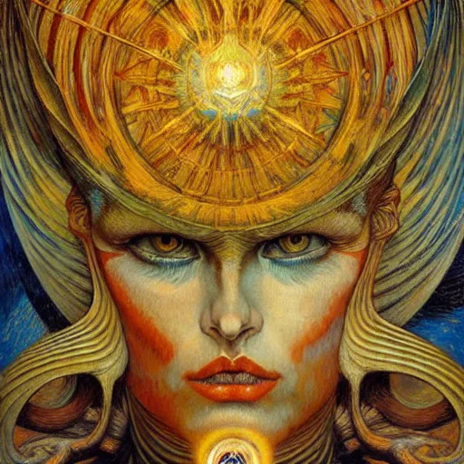 Prompt: Divine Chaos Engine by Karol Bak, Jean Delville, William Blake, and Vincent Van Gogh