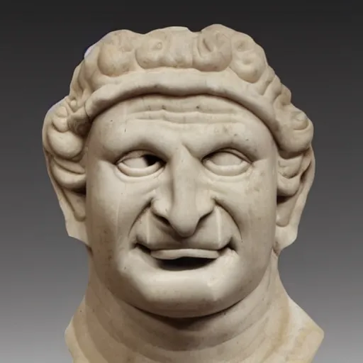 Prompt: Trollface carved into Roman marble