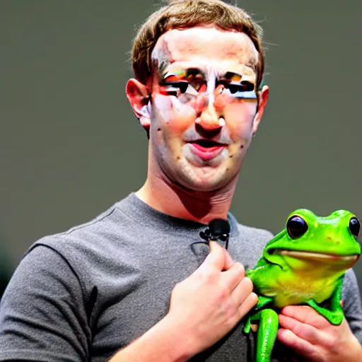 Image similar to mark zuckerberg holding a frog