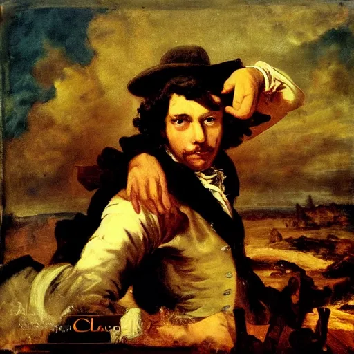 Prompt: a colplay album cover by delacroix