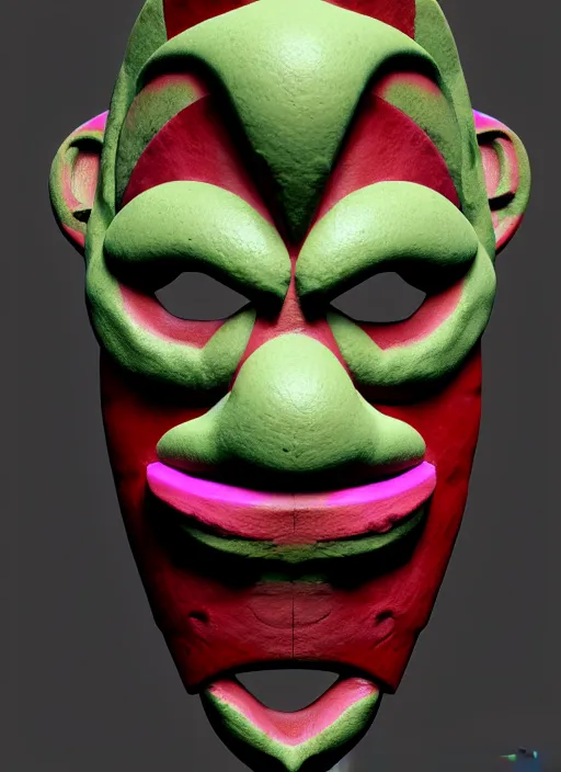 Image similar to tribal maya mask made out of playdough, zbrush, 3 d, 8 k, unreal engine, octane render, hyper quality