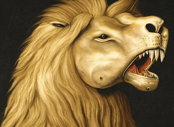 Image similar to a lion with a horse head with crocodile tail