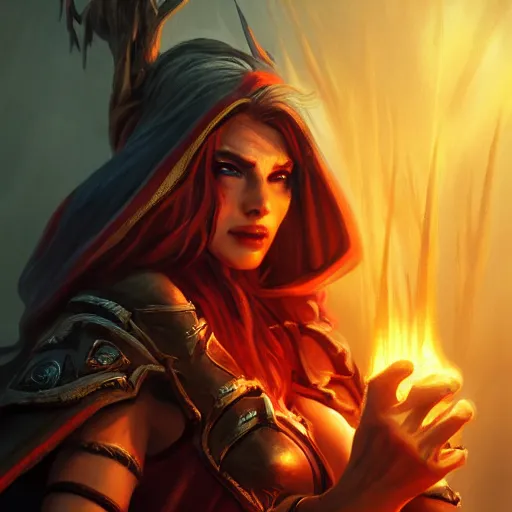 Image similar to hyperrealist portrait of sylvanas windrunner burning the world tree. by bayard wu, fantasy art, photo realistic, dynamic lighting, trending on artstation, poster, volumetric lighting, very detailed faces, 4 k, award winning