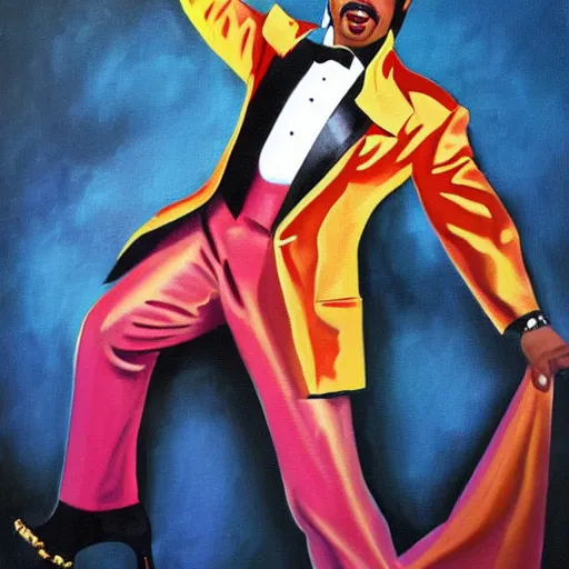 Image similar to a painting of morris day in the style of rolf armstrong.