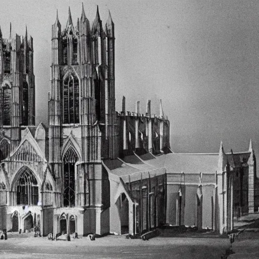 Image similar to A gigantic cathedral collapsing from an explosion