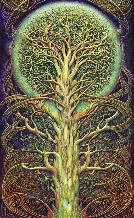 Image similar to tree of life by roger dean and andrew ferez, art forms of nature by ernst haeckel, divine chaos engine, symbolist, visionary, art nouveau, botanical fractal structures, organic, detailed, realistic, surreality